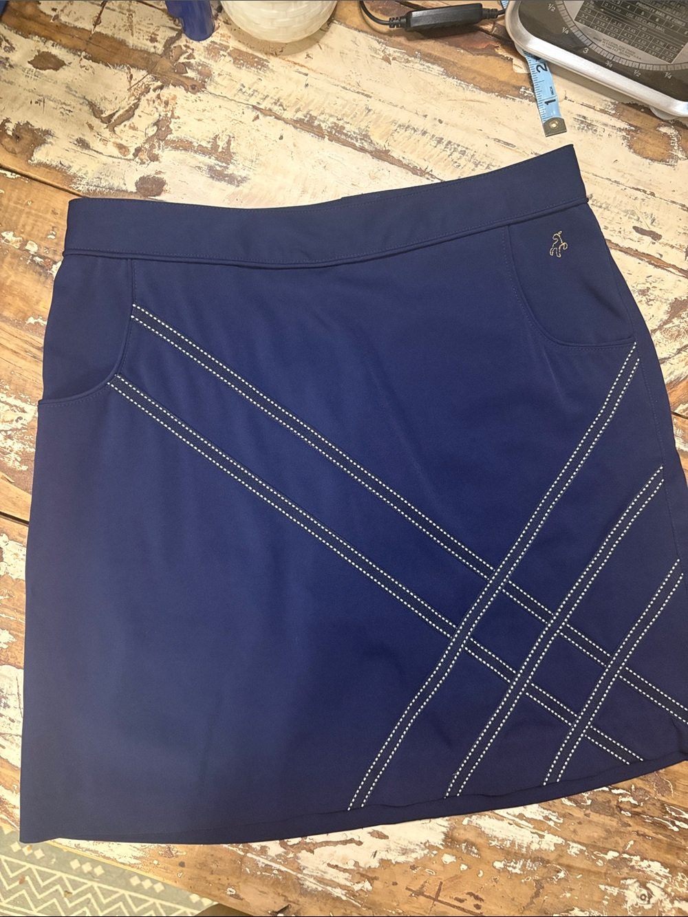 Navy Mini Skort with Contrast Stitching
